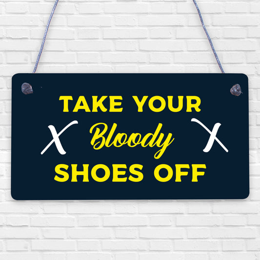 Bloody Shoes Funny Vintage Remove Shoes Present Hanging Plaque Gift Door Sign