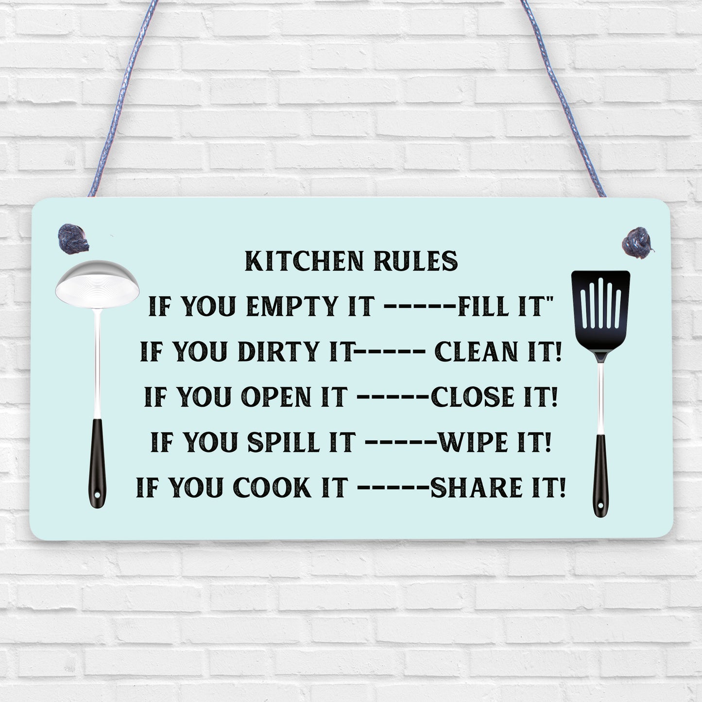 Funny Kitchen House Rules Home Decorative Hanging Plaque Gift Sign Wall Sign