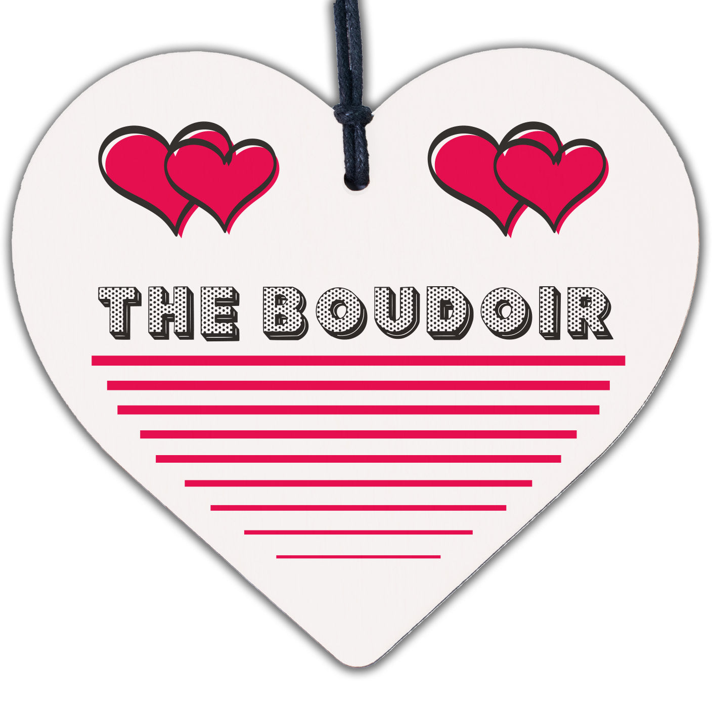 The Boudoir Wooden Hanging Heart Bedroom Door Plaque Shabby Chic Home Decor Sign