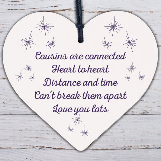 Birthday Christmas Gift For Cousin Wood Heart Family Friendship Keepsake Plaque