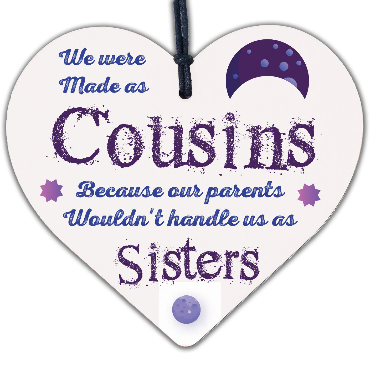 Handmade Cousin Gifts For Women Wooden Heart Plaque Keepsake Sister Friendship