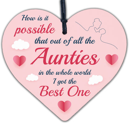 Auntie Gifts For Birthday Christmas Wooden Heart Auntie Decoration Card Plaque