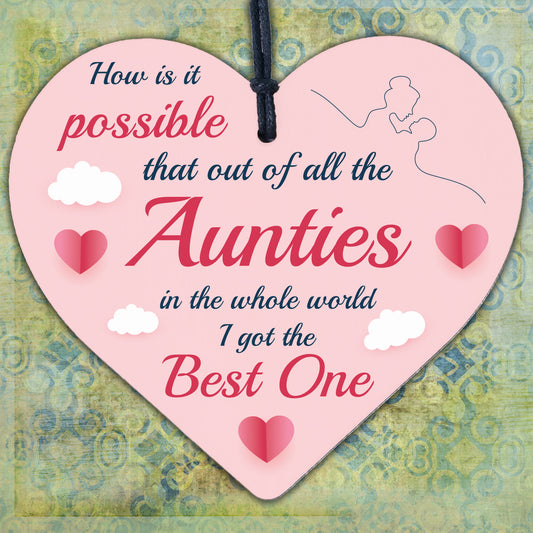 Auntie Gifts For Birthday Christmas Wooden Heart Auntie Decoration Card Plaque