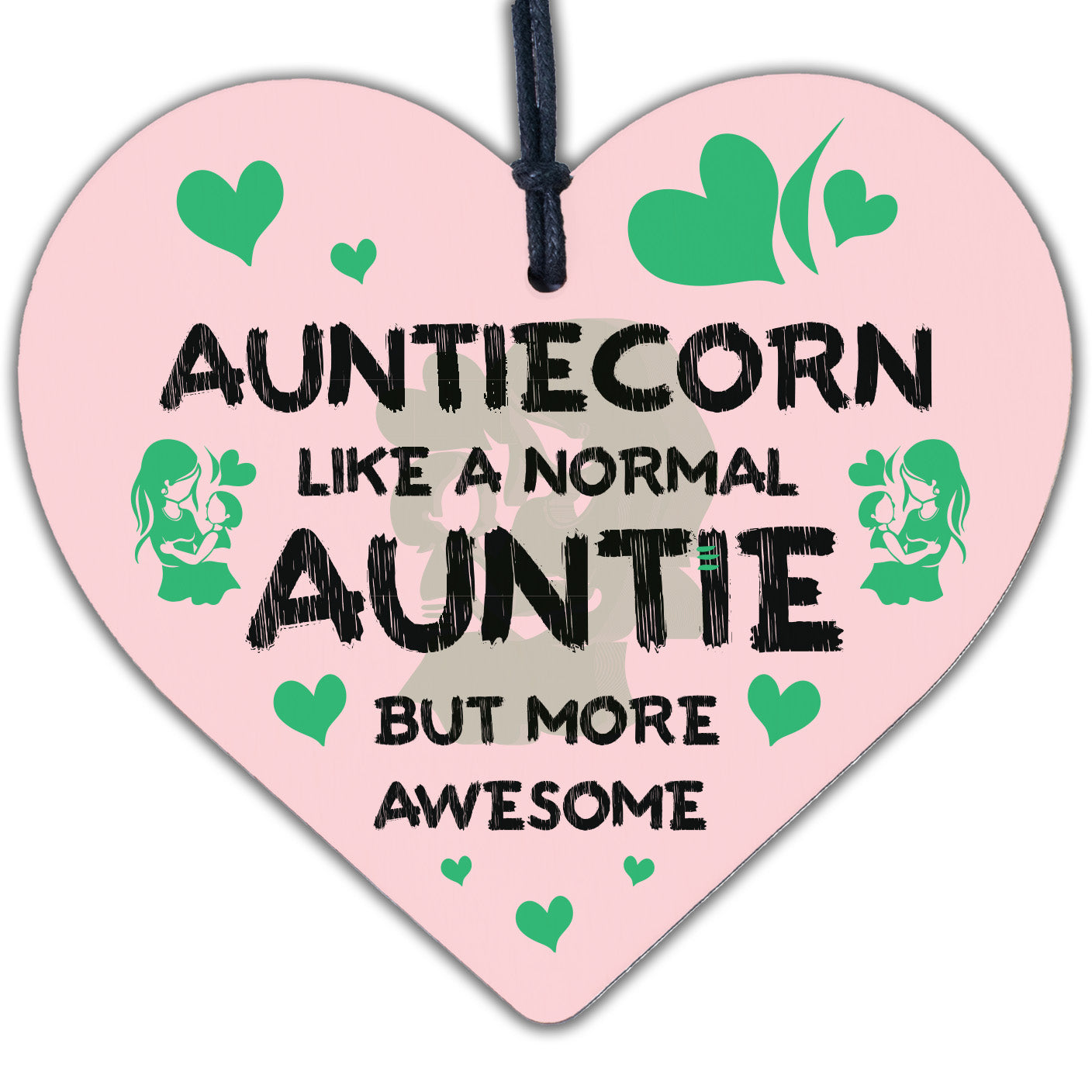 Auntiecorn Auntie Birthday Christmas Wood Heart Novelty Auntie Gift Unicorn Sign