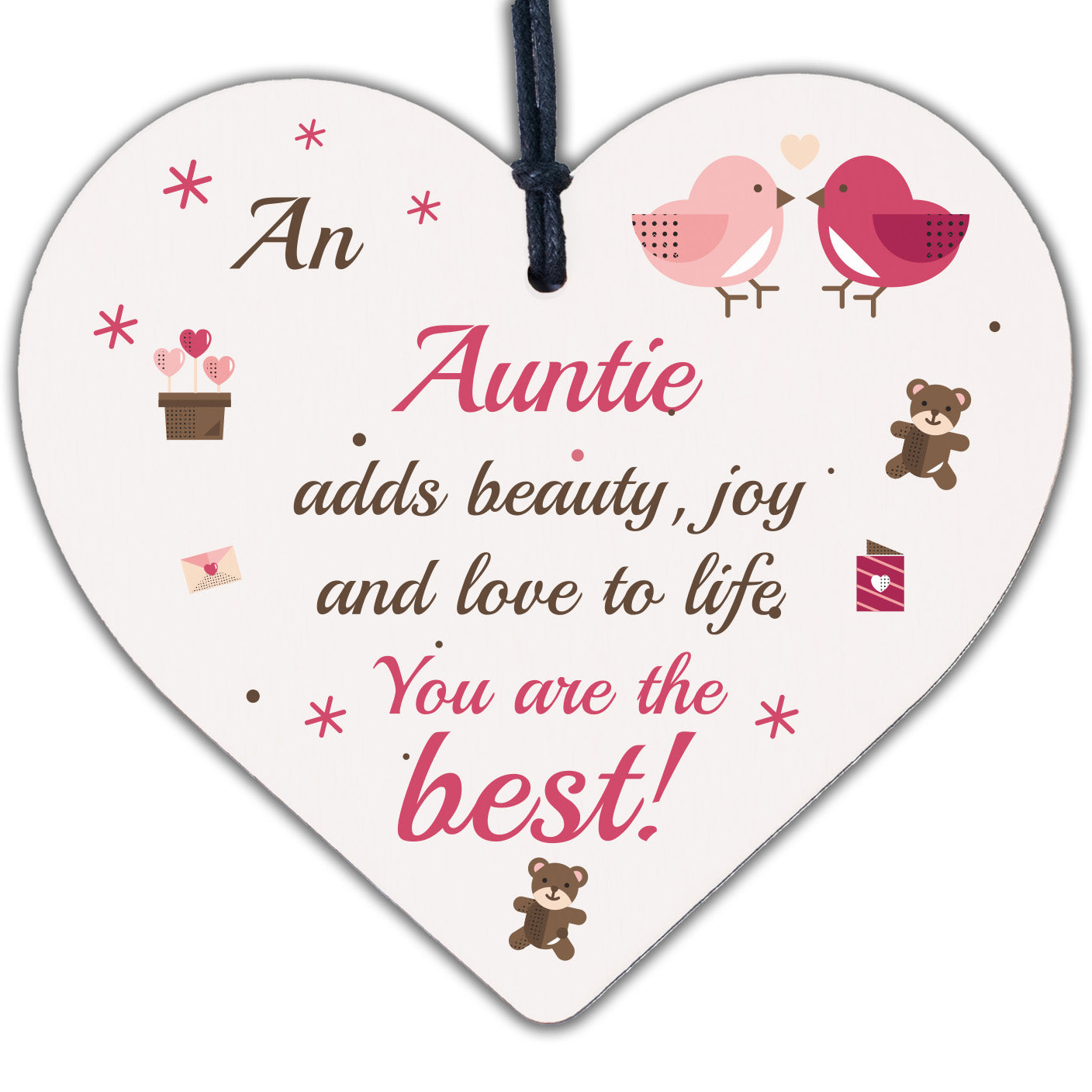 Auntie Gifts Thank You Sign Wooden Heart Plaque Birthday Gift For Her Women