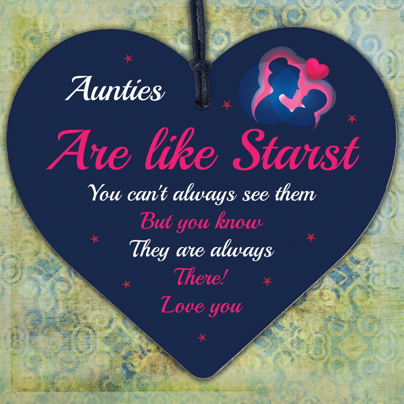 Sister Auntie Aunt Aunty Wood Heart Plaque Sign Birthday Thank You Keepsake Gift