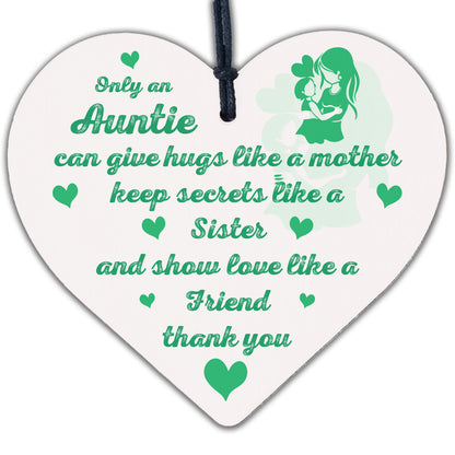 Special Auntie Sister Gift Handmade Wooden Heart Birthday Plaque Friendship Gift