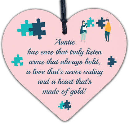 Auntie Gifts For Birthday Christmas Hanging Heart Plaque Special Sister Gift