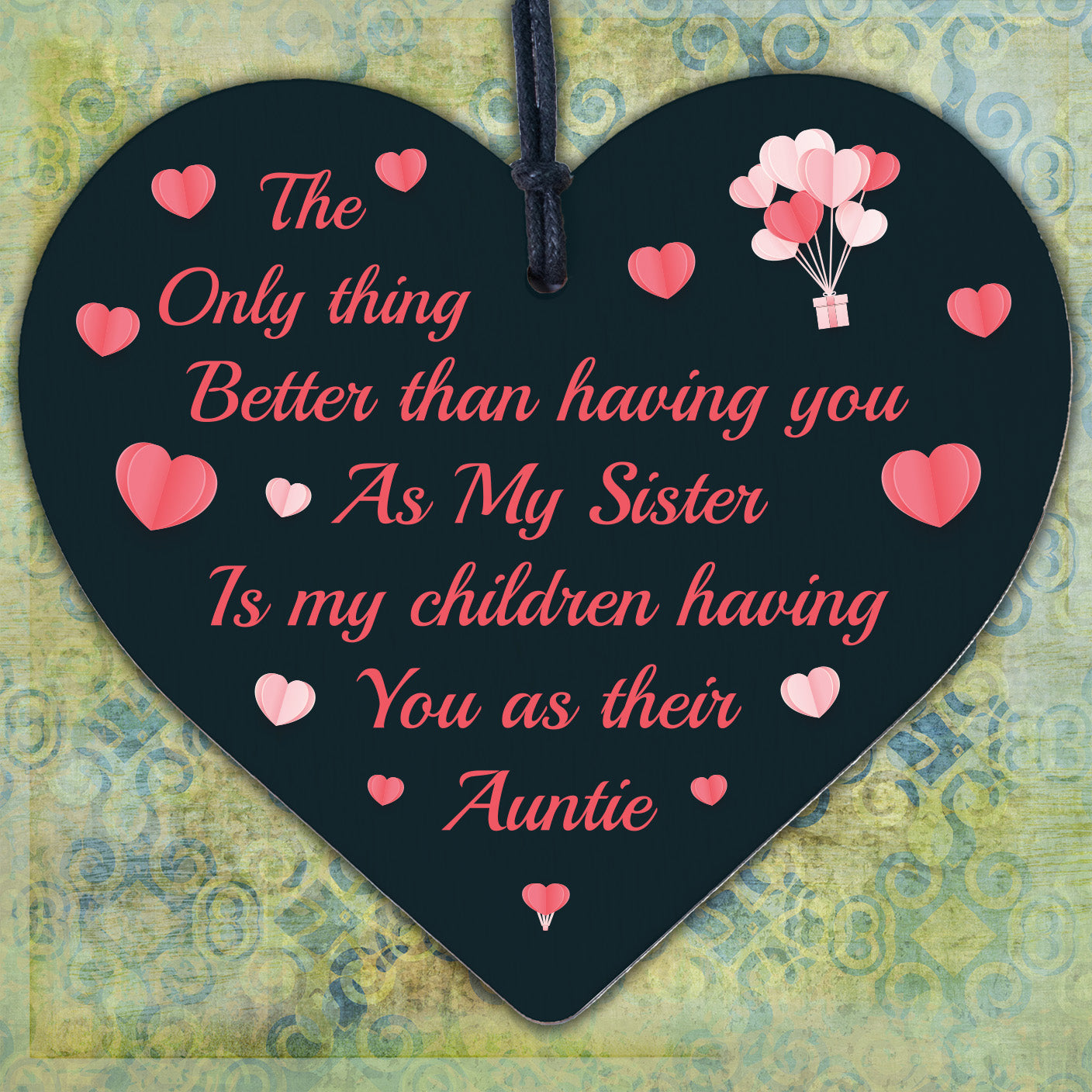 Cute Auntie Heart Plaque Wooden Auntie Birthday Christmas Gifts Sister Plaque