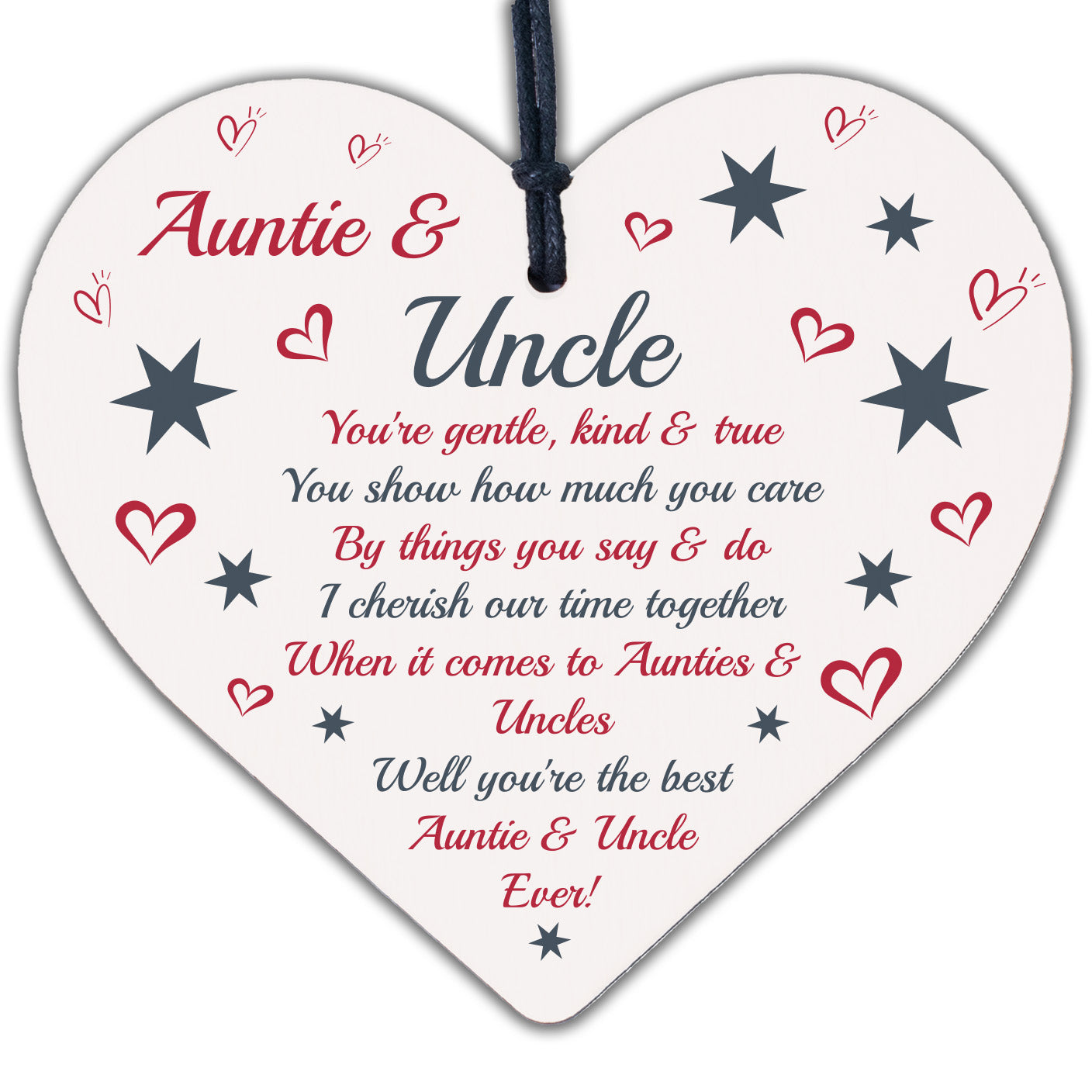 Auntie And Uncle Plaque Wooden Heart Quirky Gifts For Uncle Auntie Keepsake Sign