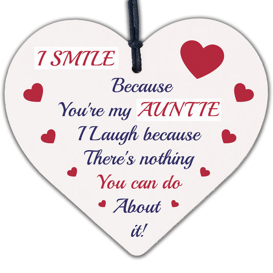 Funny Rude Auntie Gift Wooden Heart Auntie Sister Gift For Birthday Christmas