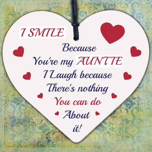 Funny Rude Auntie Gift Wooden Heart Auntie Sister Gift For Birthday Christmas