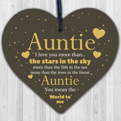 Cute Auntie Gifts Wooden Heart Auntie Birthday Gift Sister Gifts Thank You Gift