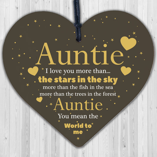 Cute Auntie Gifts Wooden Heart Auntie Birthday Gift Sister Gifts Thank You Gift