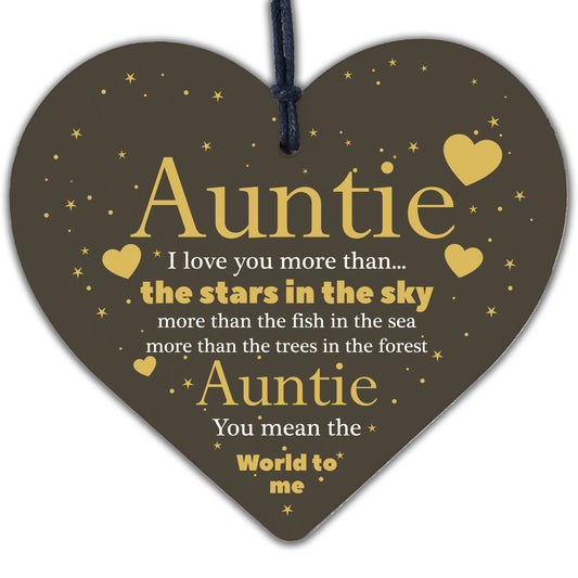 Cute Auntie Gifts Wooden Heart Auntie Birthday Gift Sister Gifts Thank You Gift