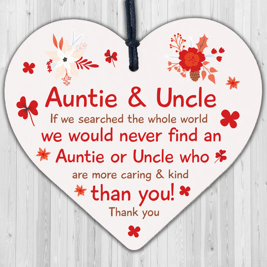 Auntie And Uncle Gifts For Birthday Christmas Wood Heart Gift From Niece Nephew