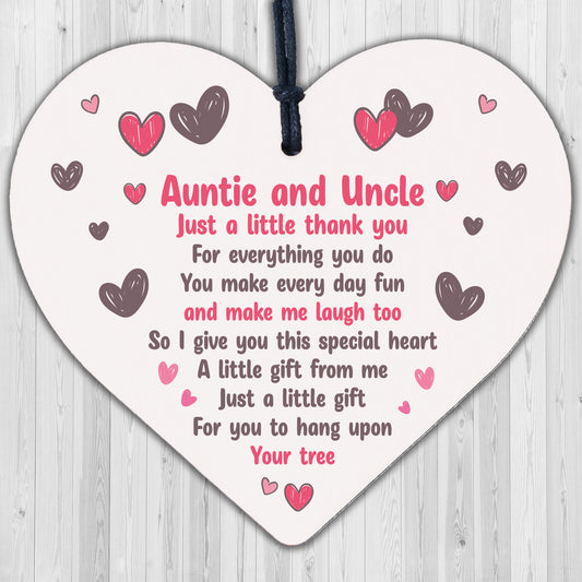 Handmade Auntie and Uncle Gifts Wood Heart Gift For Niece Nephew Thank You Gift