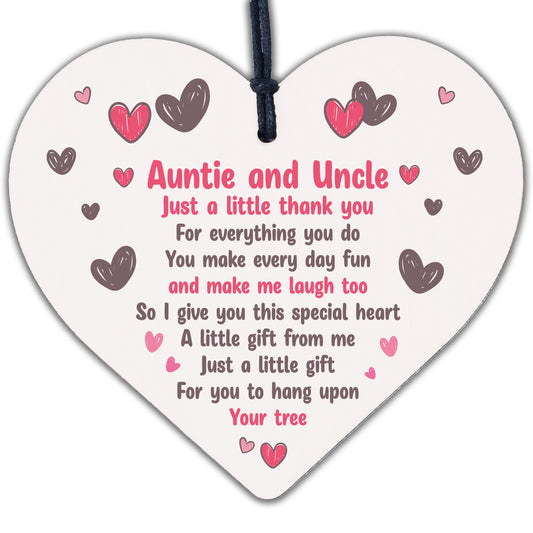 Handmade Auntie and Uncle Gifts Wood Heart Gift For Niece Nephew Thank You Gift