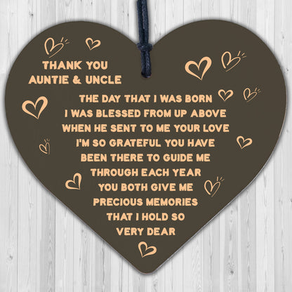 Auntie And Uncle Gifts For Christmas Wooden Heart Aunt Uncle Gifts THANK YOU