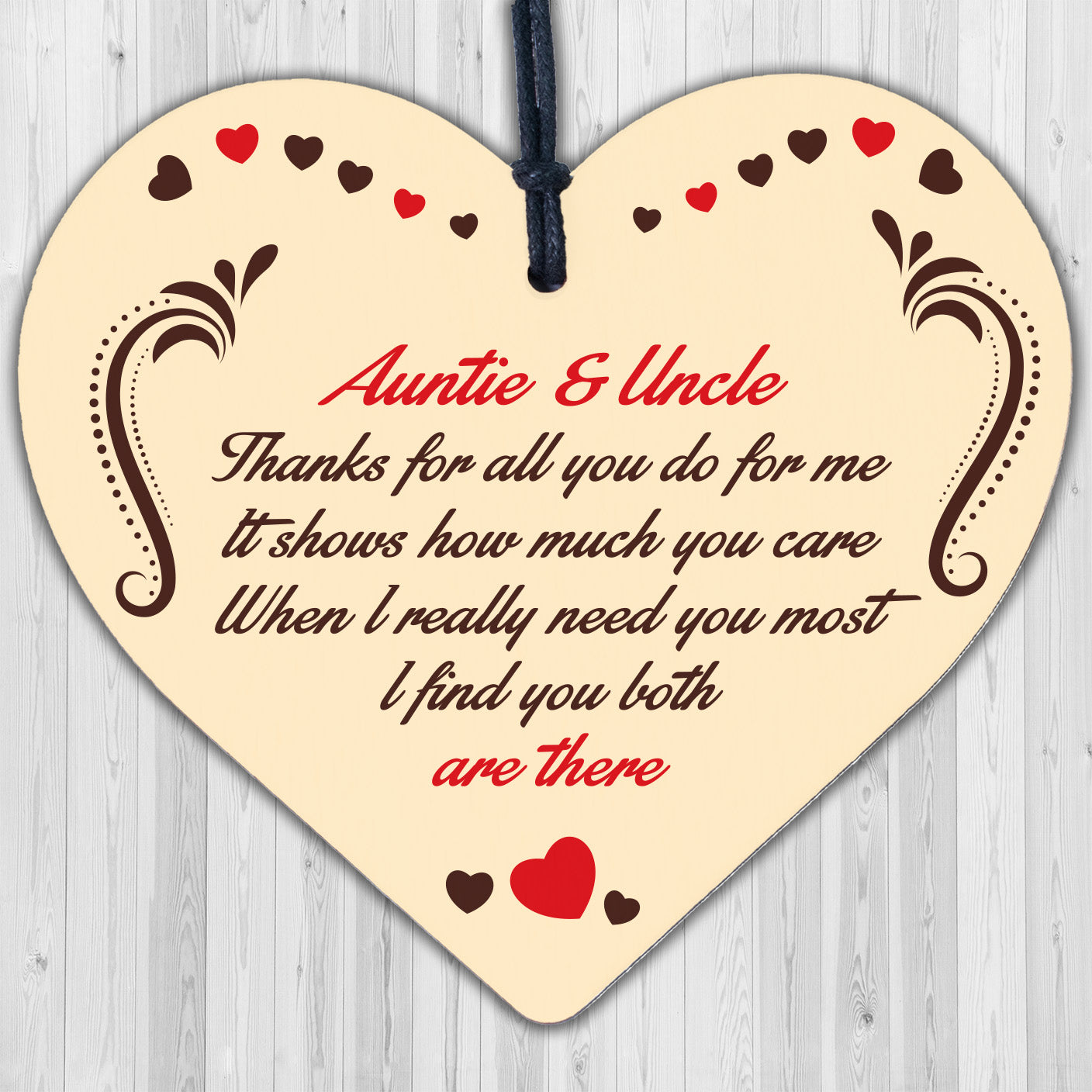 Handmade Gift For Auntie and Uncle Joint Gifts Wooden Heart Birthday Christmas