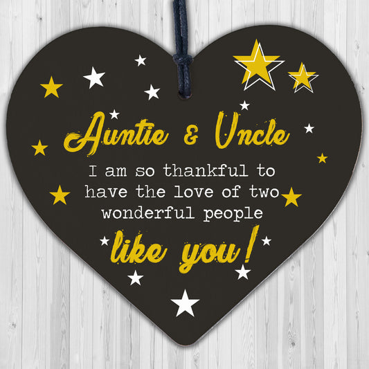 Auntie Gifts For Uncle Thank You Wooden Heart Plaque Chic Sign Birthday Presents