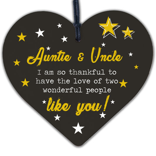 Auntie Gifts For Uncle Thank You Wooden Heart Plaque Chic Sign Birthday Presents