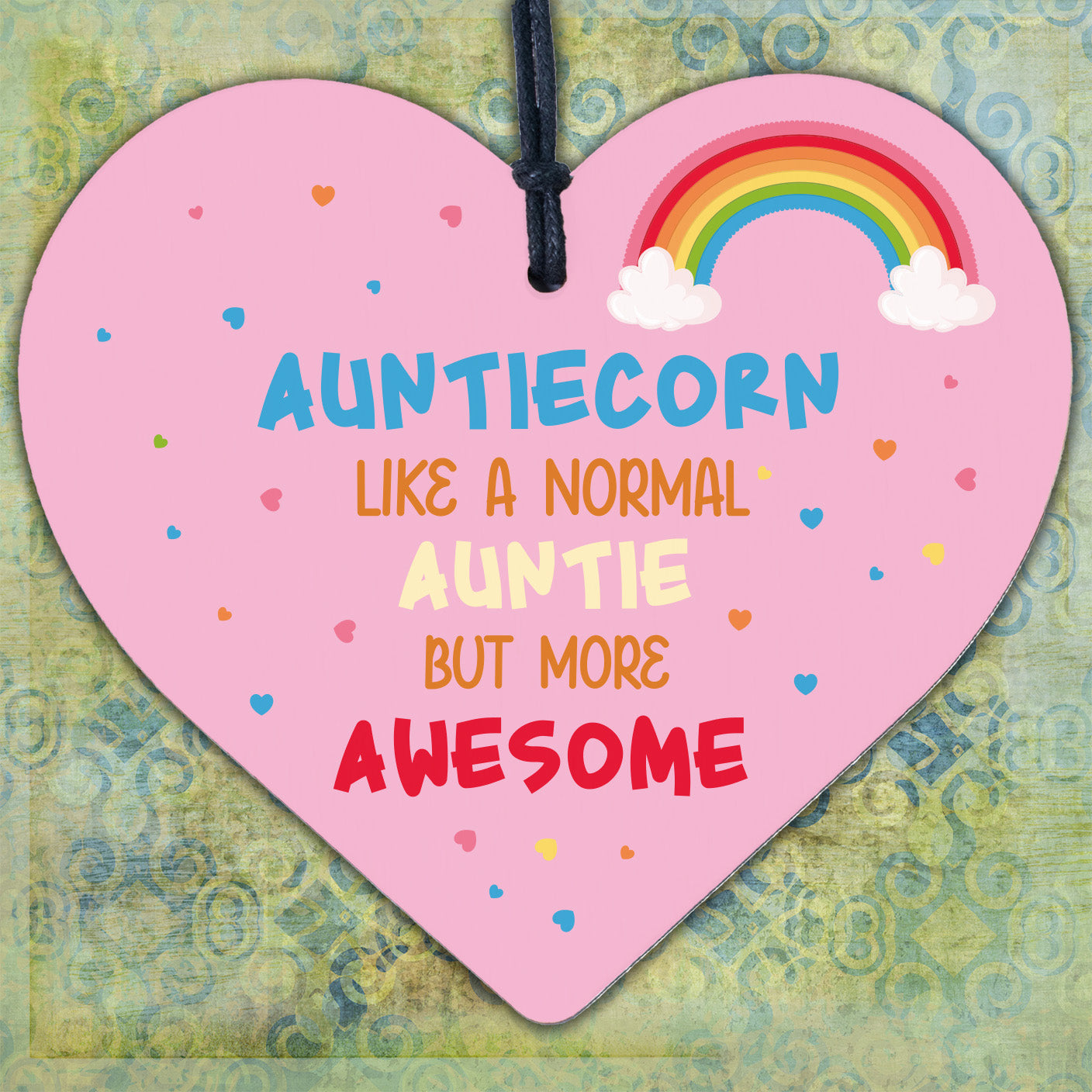 Novelty Gift For Auntie Wood Heart Funny Unicorn Sign Auntie Birthday Christmas