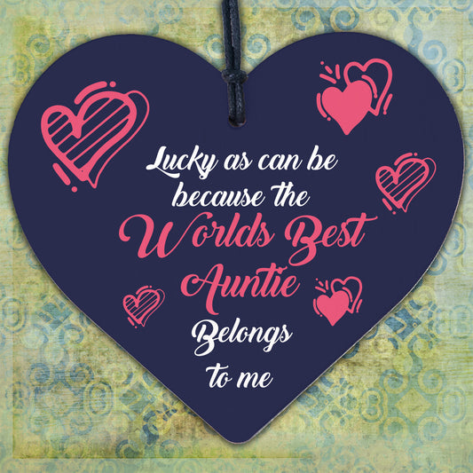 Birthday Gifts For Auntie THANK YOU Wooden Heart Plaque Shabby Chic Xmas Sign