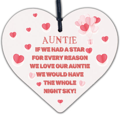 Novelty Gift For Auntie Birthday Christmas Wood Heart Thank You Gift For Her