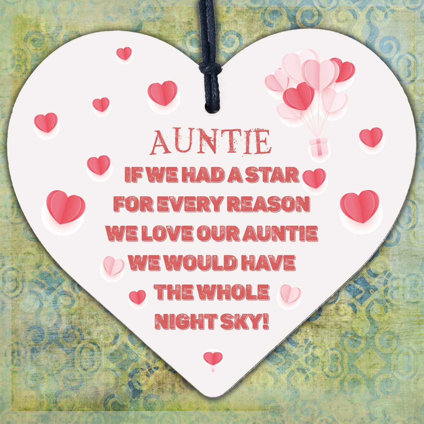 Novelty Gift For Auntie Birthday Christmas Wood Heart Thank You Gift For Her