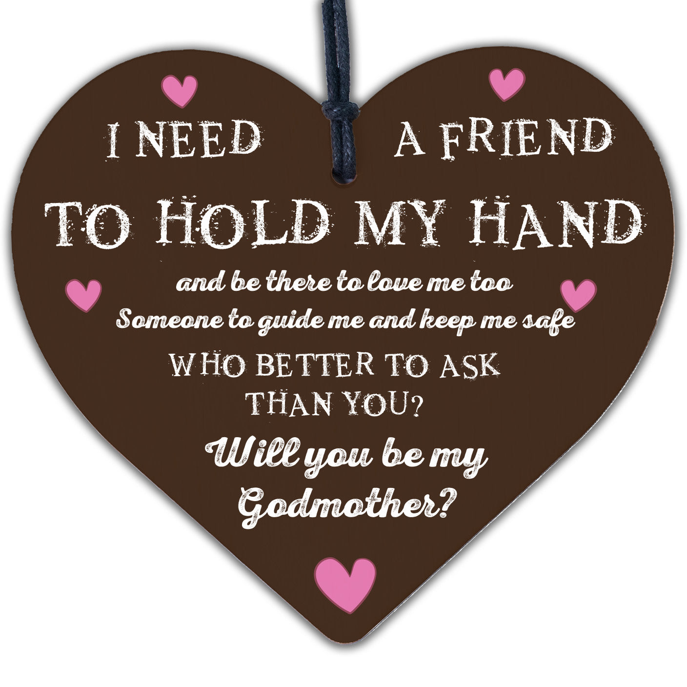 Will You Be My Godmother Gift For Friend Wooden Heart Godparent Asking Gifts