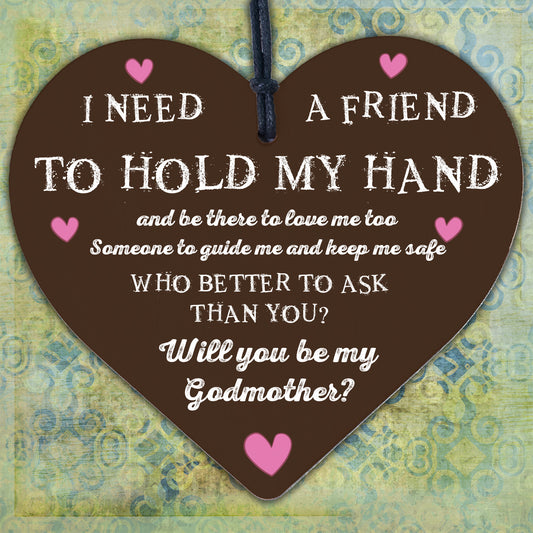 Will You Be My Godmother Gift For Friend Wooden Heart Godparent Asking Gifts