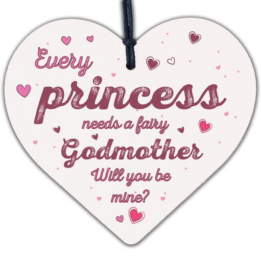 Will You Be My Godmother Fairy Wooden Heart Godparents Family Friendship Gifts