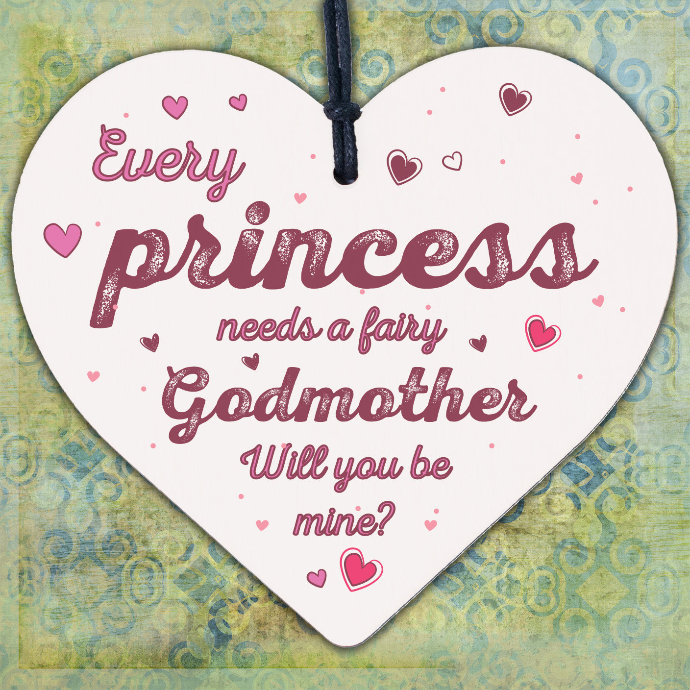 Will You Be My Godmother Fairy Wooden Heart Godparents Family Friendship Gifts