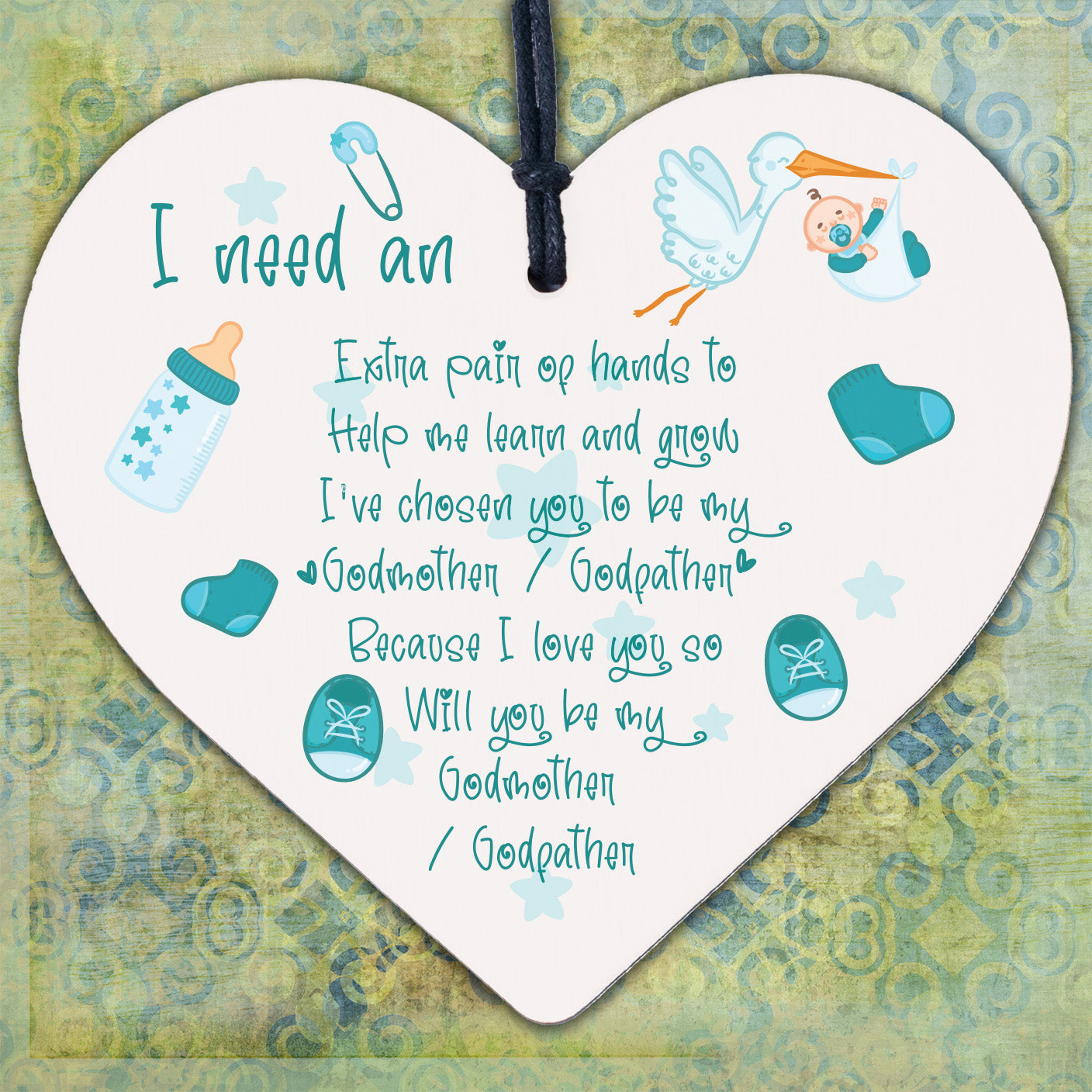 Godmother Godfather Godparent Asking Gifts Wood Heart Baby Shower Gifts New Baby