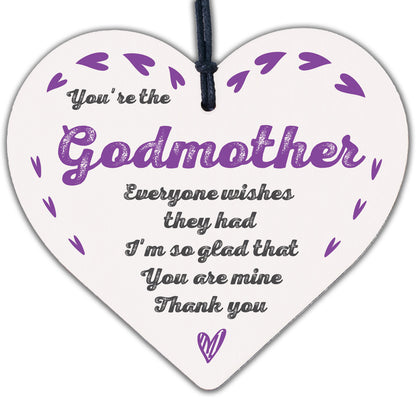 Godmother Thank You Gifts Wooden Heart Christening Gift For Godmother Friend