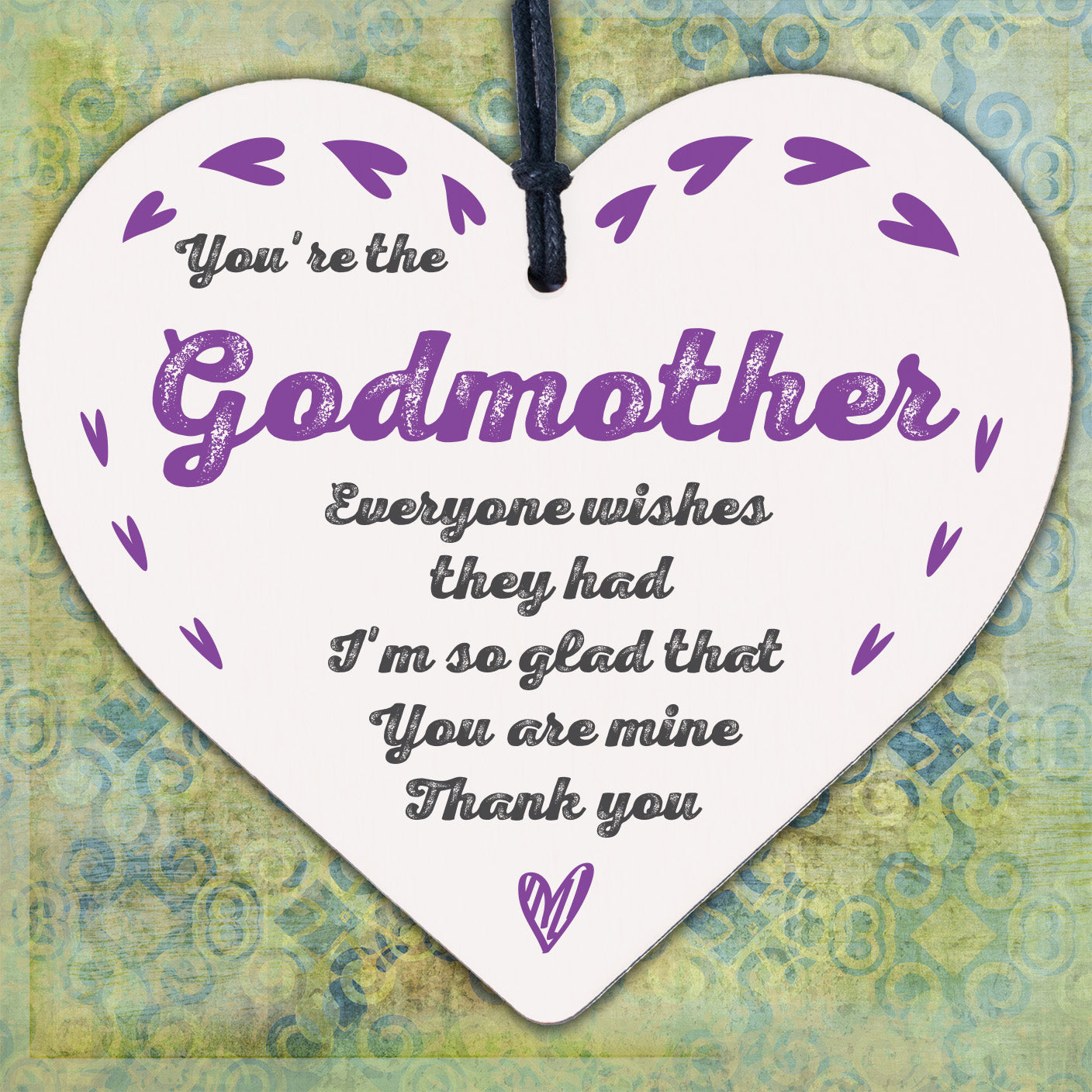 Godmother Thank You Gifts Wooden Heart Christening Gift For Godmother Friend