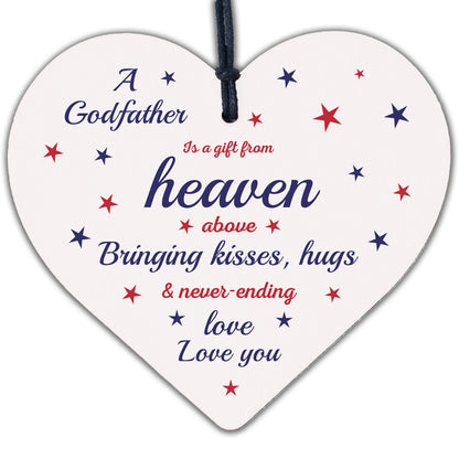 Godmother Godfather Gift Thank You Sign Wood Heart Christening Godparent Gifts