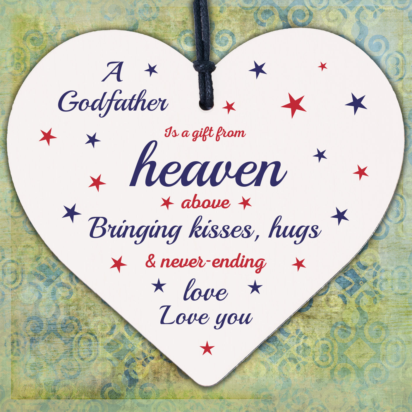 Godmother Godfather Gift Thank You Sign Wood Heart Christening Godparent Gifts