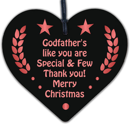 Godfather Christmas Gift Engraved Heart Tree Decoration Thank You Gift For Him