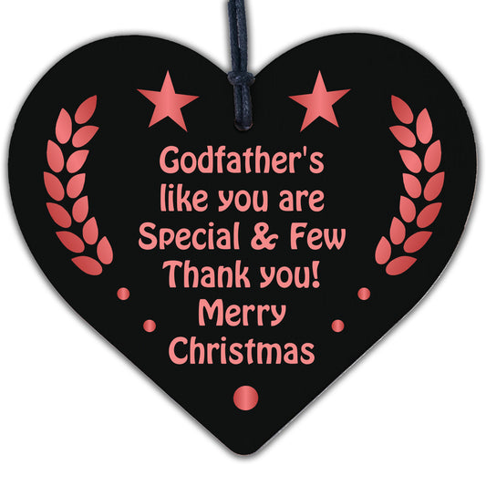 Godfather Christmas Gift Engraved Heart Tree Decoration Thank You Gift For Him