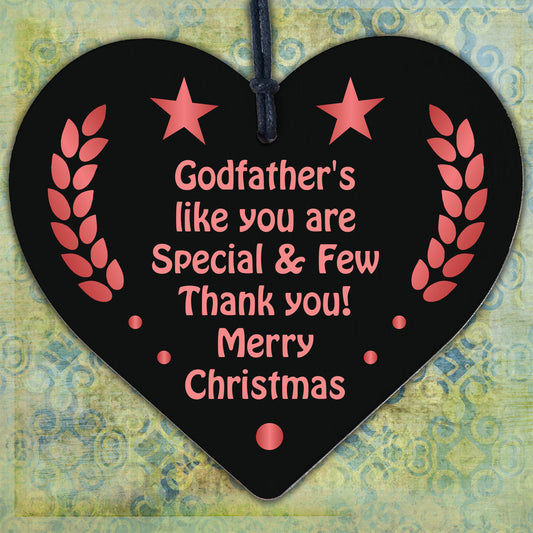 Godfather Christmas Gift Engraved Heart Tree Decoration Thank You Gift For Him