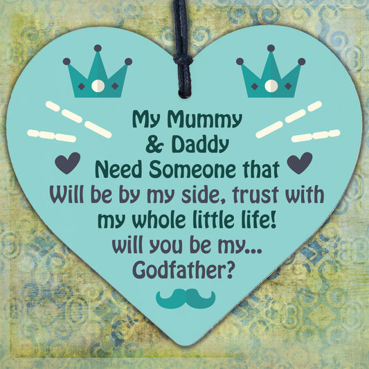 Will You Be My Godfather Heart Plaque Goddaughter Godson Christening Asking Gift