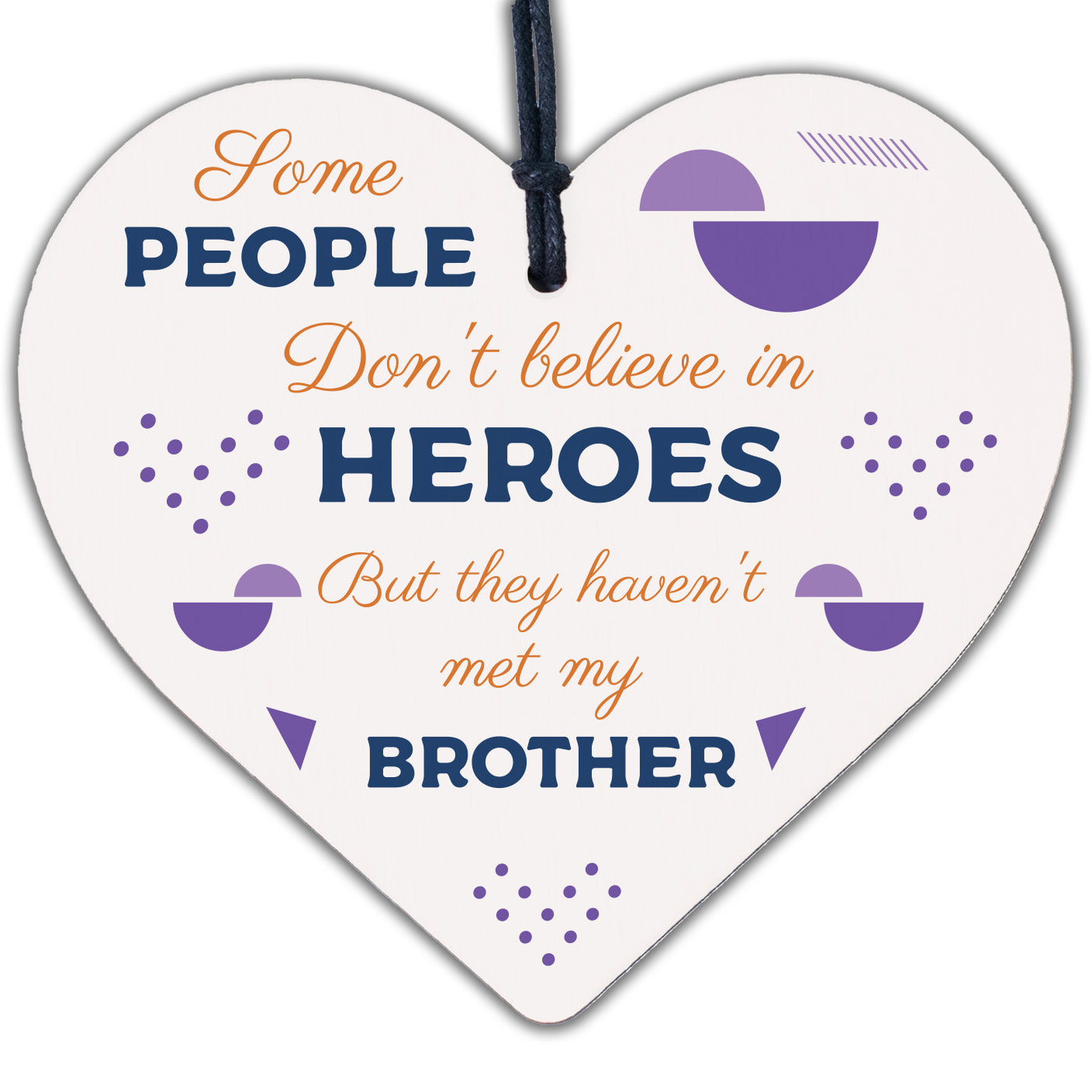 HERO BROTHER Gift For Birthday Christmas Wooden Heart Plaque Family Keepsake