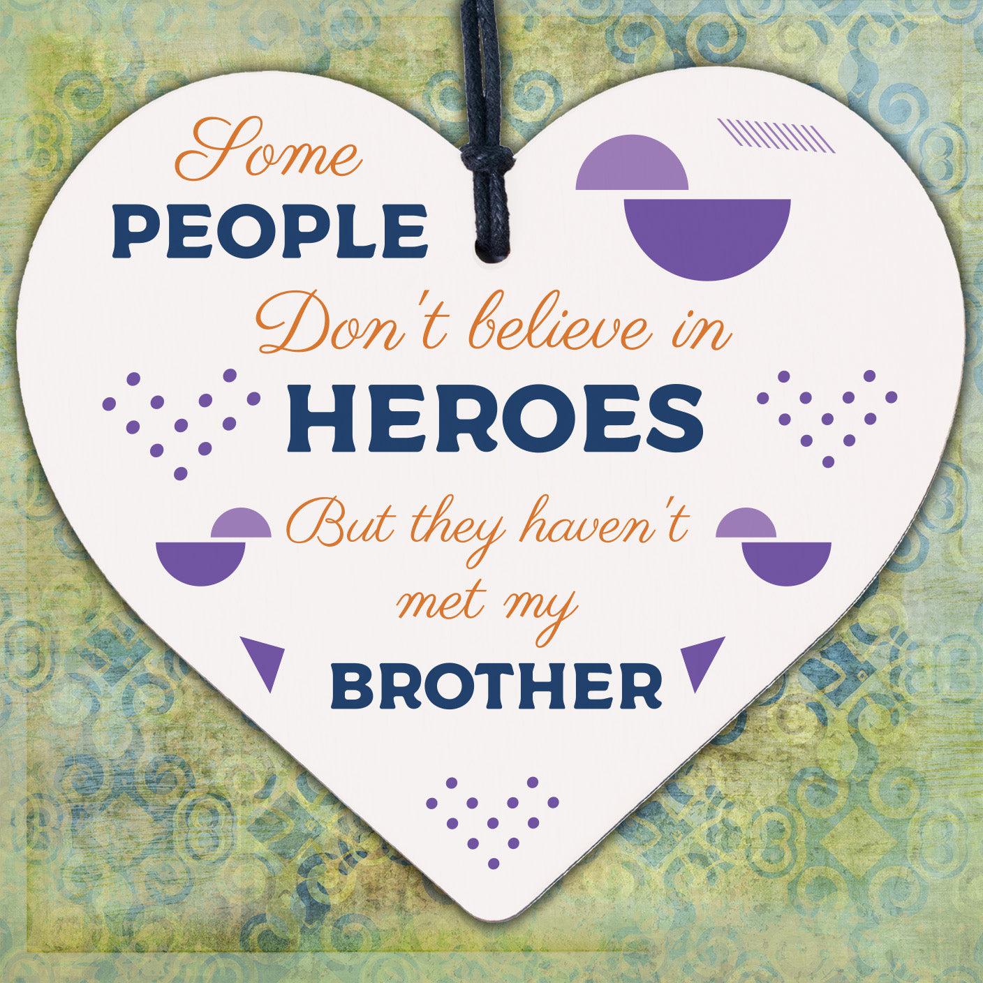 HERO BROTHER Gift For Birthday Christmas Wooden Heart Plaque Family Keepsake