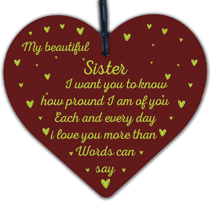 Sister Poem Gifts For Christmas Birthday Wooden Hearts Gift From Brother Sister