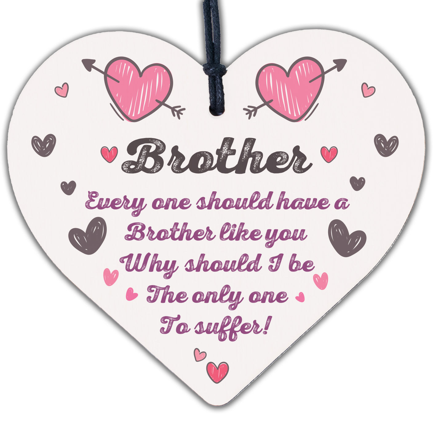 Christmas Funny Gifts For Brother Hanging Wooden Heart Novelty Gift From Sister