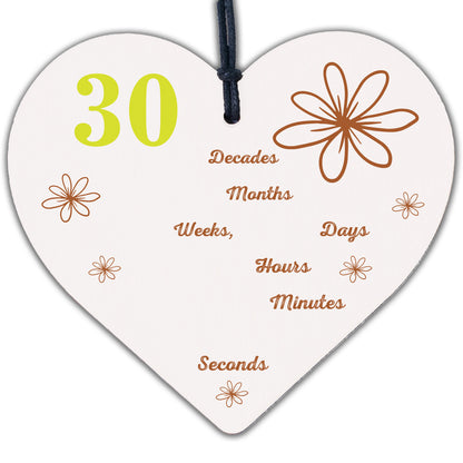 Funny 30th Birthday Christmas Gift For Friend Brother Sister Wooden Heart Sign