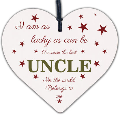 UNCLE BROTHER DAD Novelty Wooden Heart Plaque Birthday Christmas Gift For Uncle