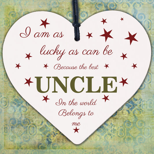 UNCLE BROTHER DAD Novelty Wooden Heart Plaque Birthday Christmas Gift For Uncle